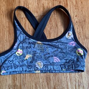 Justice Black and Gray Emoji Print Sports Bra